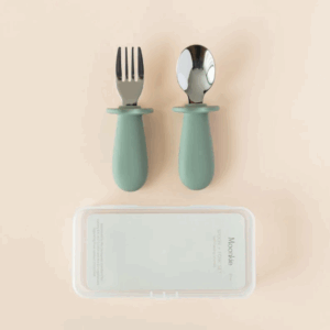 Moonkie skeiða- og gafflasett fyrir börn með geymsluboxi