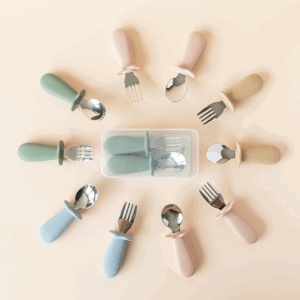 Sílikon skeiðar og gaffallar fyrir barnamat