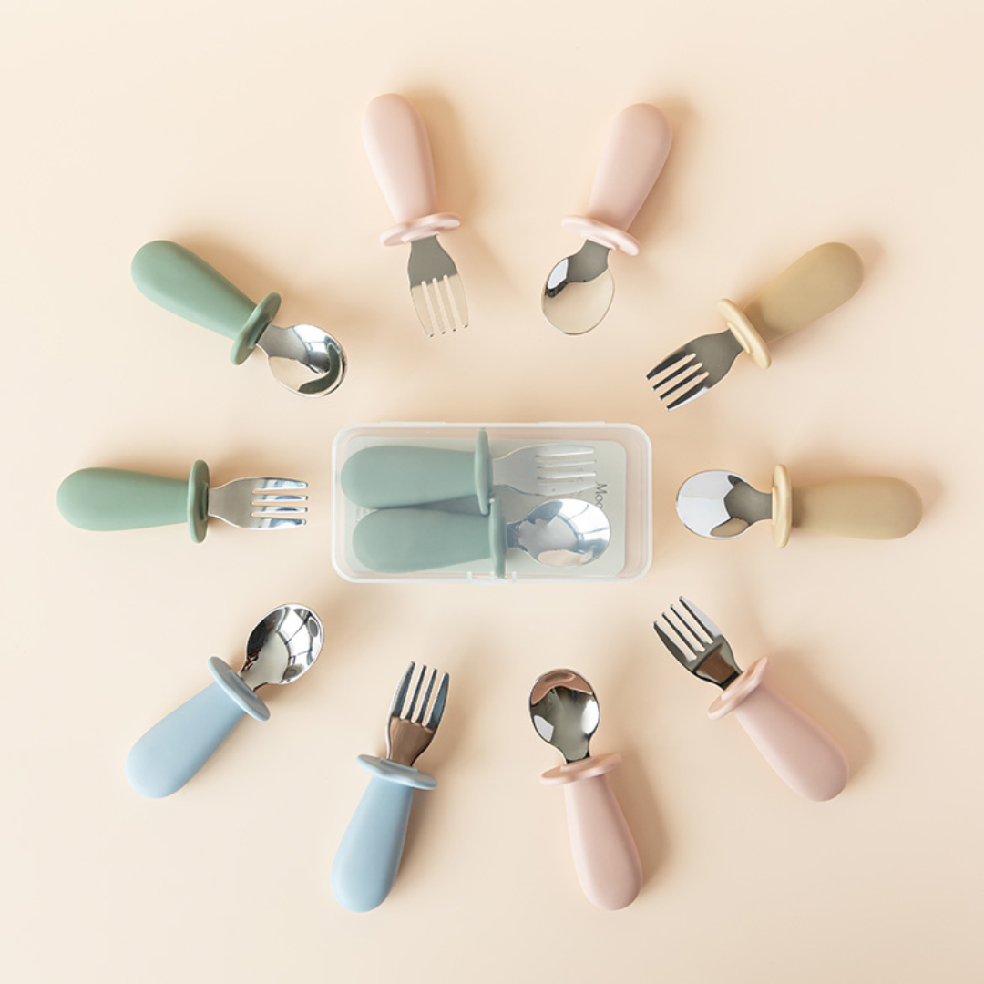 Sílikon skeiðar og gaffallar fyrir barnamat