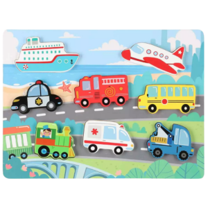 „Viðarpúsl fyrir börn með farartækjaþema